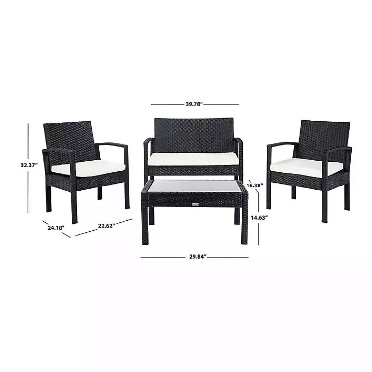 Kirklands Home Black Wicker Frame 4-pc. Outdoor Living Set New