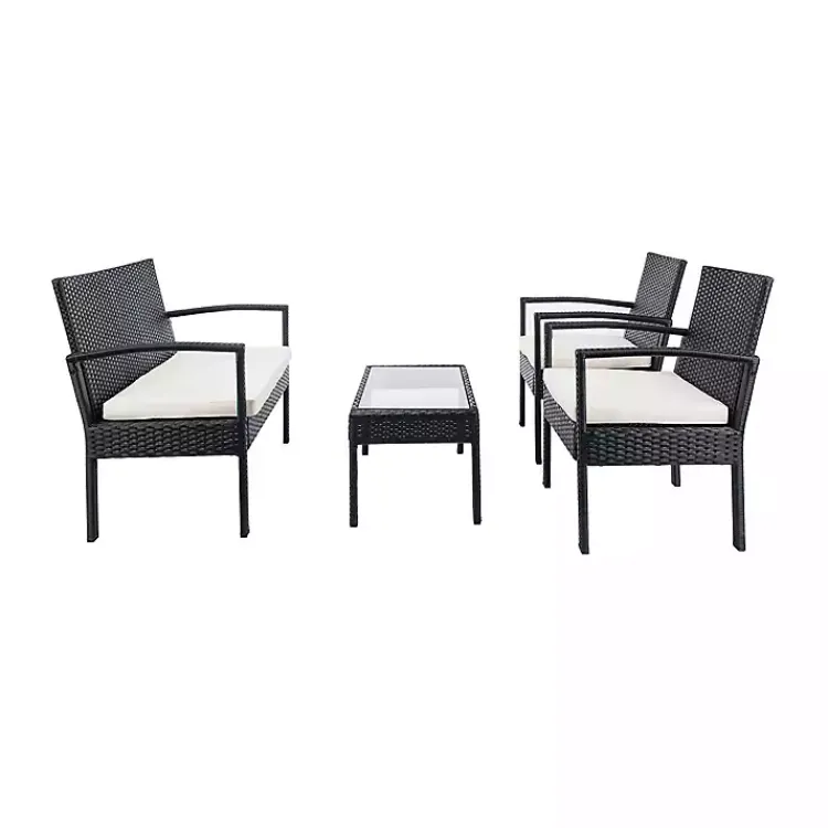 Kirklands Home Black Wicker Frame 4-pc. Outdoor Living Set New