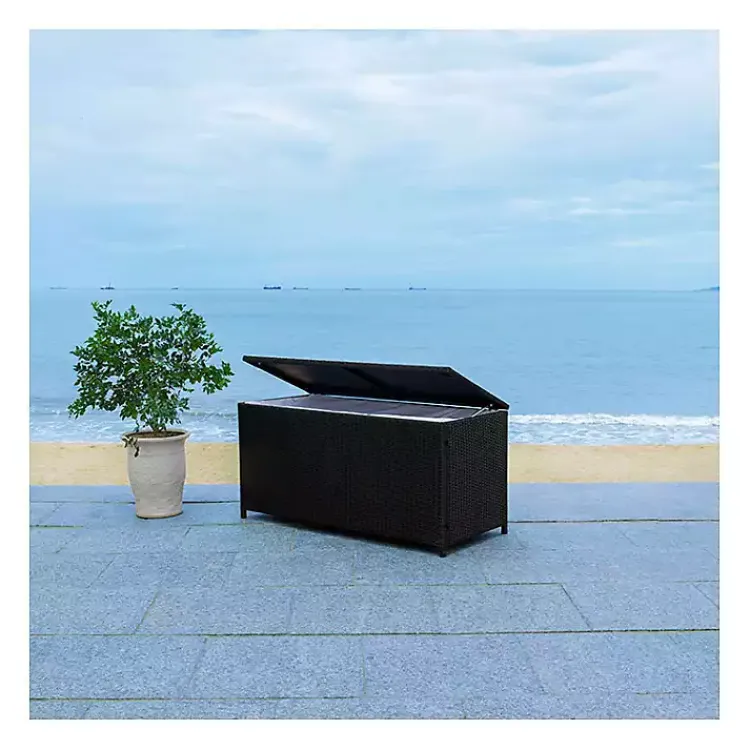 Kirklands Home Wicker Outdoor Storage Box Black Hot