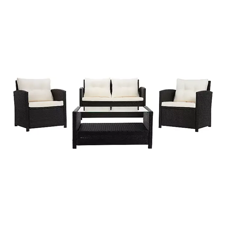 Kirklands Home Black Wicker 4-pc. Deluxe Outdoor Living Set Outlet