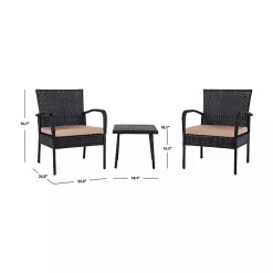 Kirklands Home Wicker 3-pc. Patio Set with Beige Cushions Black Best