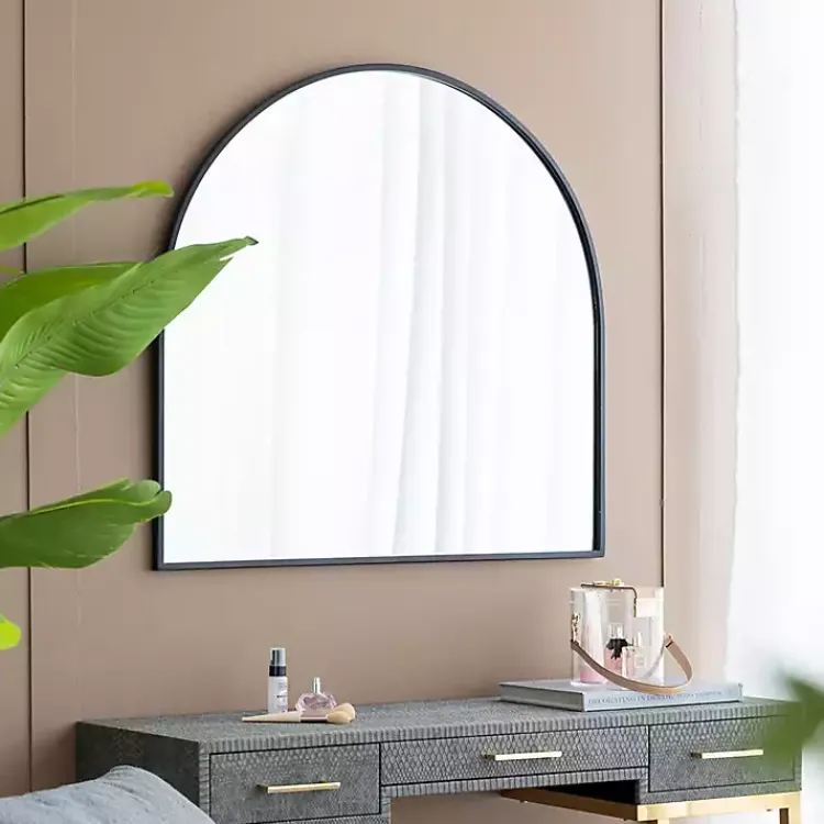 Kirklands Home Wide Arched Wall Mirror Black