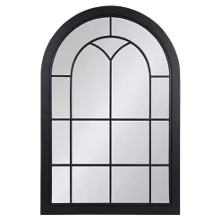 Kirklands Home Windowpane Arch Geoffrey Mirror Black New