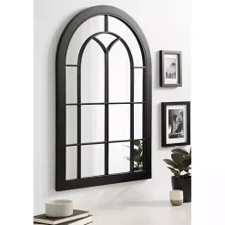 Kirklands Home Windowpane Arch Geoffrey Mirror Black New