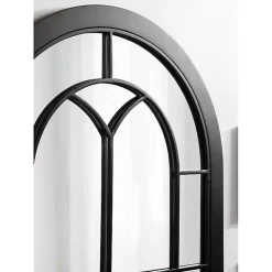 Kirklands Home Windowpane Arch Geoffrey Mirror Black New