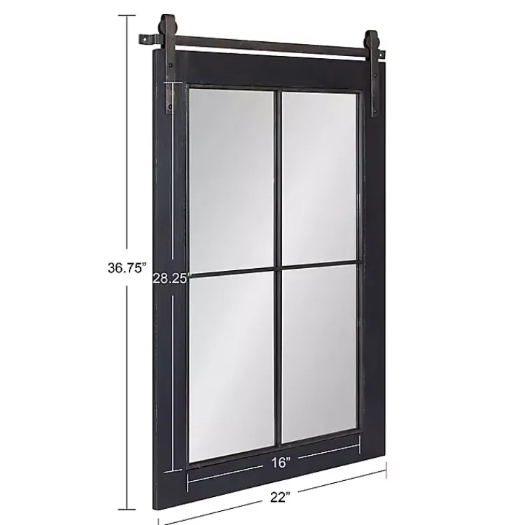 Kirklands Home Windowpane Kates Mirror, 23x36 in. Black