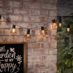 Kirklands Home Wire Cage Solar Outdoor String Lights Black Hot