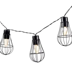 Kirklands Home Wire Cage Solar Outdoor String Lights Black Hot