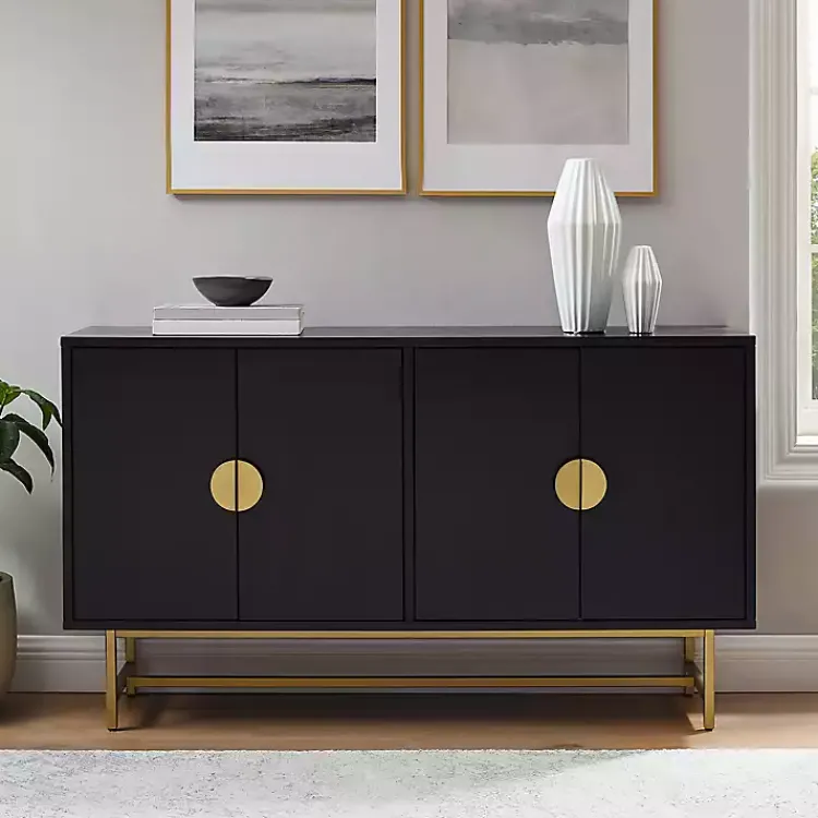 Kirklands Home Wood & Gold Metal Sideboard Black Best