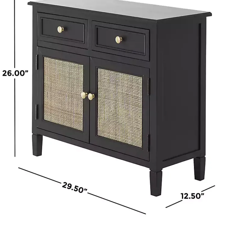 Kirklands Home Wood & Natural Rattan 2-Door Cabinet Black Hot