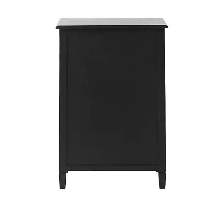 Kirklands Home Wood & Natural Rattan Wine Bottle Cabinet Black