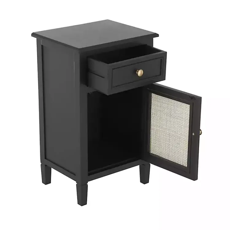 Kirklands Home Wood & Natural Rattan Small Cabinet Black Online
