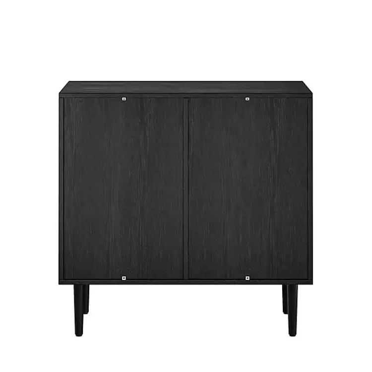 Kirklands Home Wood and Arched Rattan 2-Door Cabinet Black Clearance
