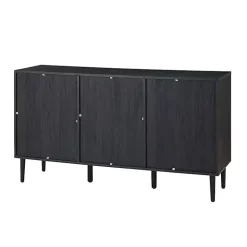 Kirklands Home Black Wood and Cane Arched Sideboard Cabinet Hot