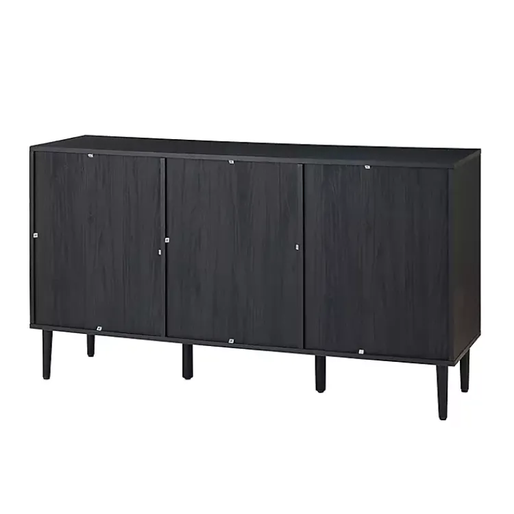 Kirklands Home Black Wood and Cane Arched Sideboard Cabinet Hot