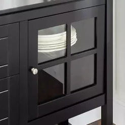 Kirklands Home Wood and Glass Buffet Cabinet Black Clearance