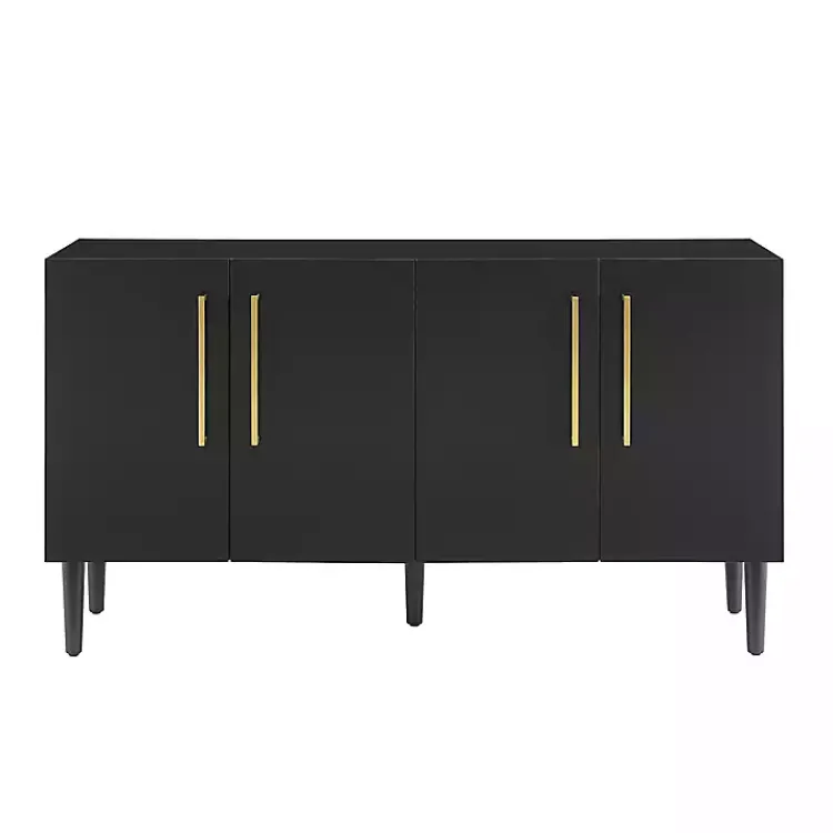 Kirklands Home Wood and Gold 4-Door Cabinet Black Sale