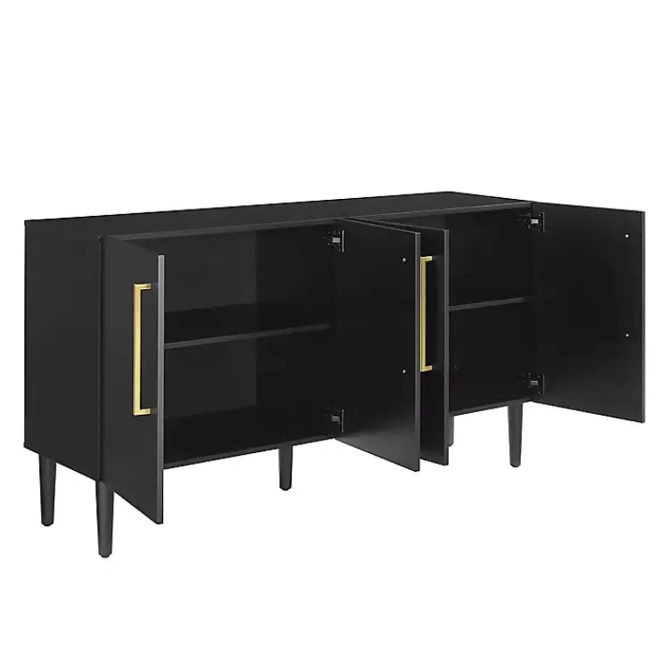 Kirklands Home Wood and Gold 4-Door Cabinet Black Sale