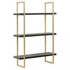 Kirklands Home Black Wood and Gold Metal Leigh Wall Shelf Hot