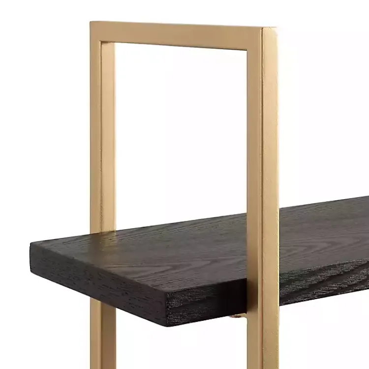 Kirklands Home Black Wood and Gold Metal Leigh Wall Shelf Hot