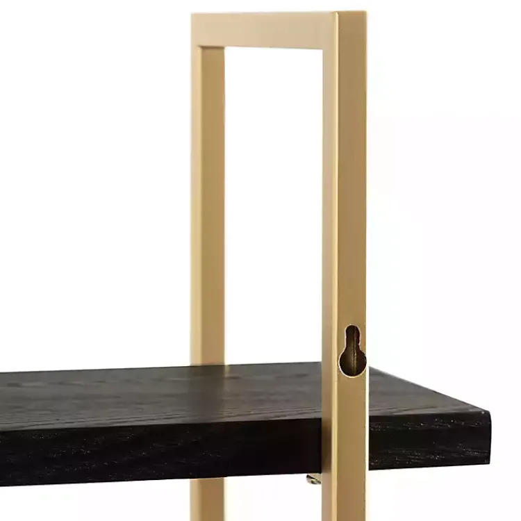 Kirklands Home Black Wood and Gold Metal Leigh Wall Shelf Hot