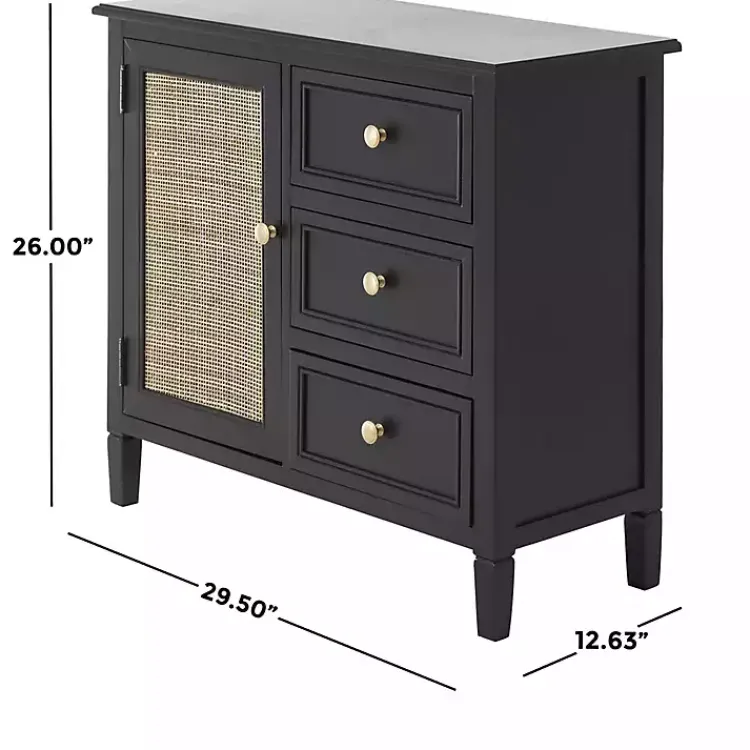 Kirklands Home Wood and Natural Rattan Cabinet Black Sale