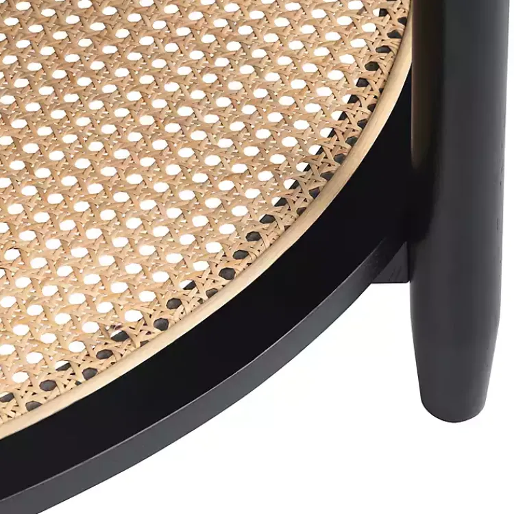 Kirklands Home Wood and Rattan Boho Accent Table Black Clearance