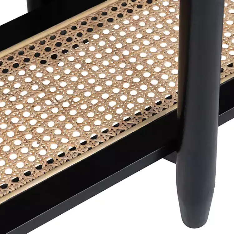 Kirklands Home Wood and Rattan Boho Console Table Black Best