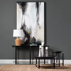 Kirklands Home Wood and Rattan Boho Console Table Black Best