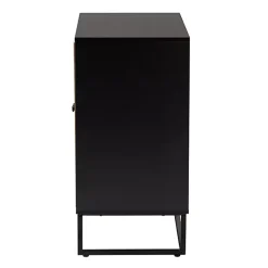 Kirklands Home Wood and Rattan 2-Door Cabinet Black New