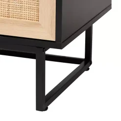 Kirklands Home Wood and Rattan 2-Door Cabinet Black New