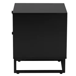 Kirklands Home Wood and Rattan 2-Drawer Nightstand Black
