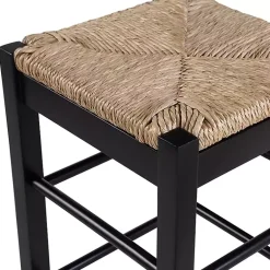 Kirklands Home Wood and Woven Rush Counter Stool Black Sale