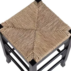 Kirklands Home Wood and Woven Rush Counter Stool Black Sale