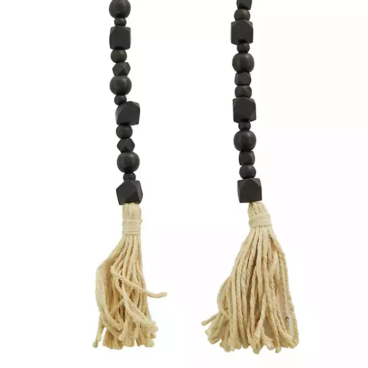 Decorative Accents>Kirklands Home Wood Beads Cream Tassel Garland Black