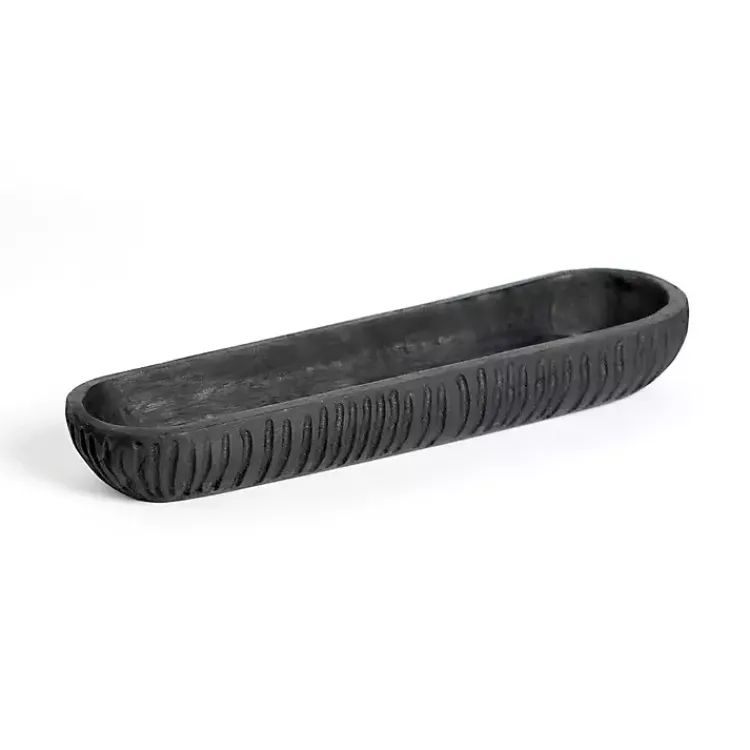 Decorative Bowls & Jars>Kirklands Home Wood Carved Decorative Trough Bowl Black