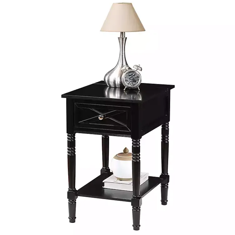 Kirklands Home Wood Charging Traditional Accent Table Black Clearance