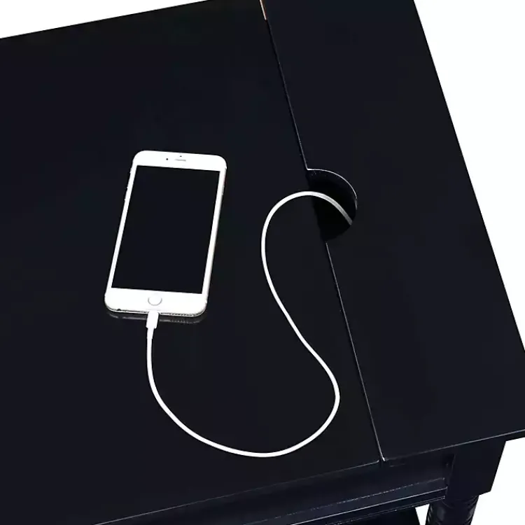 Kirklands Home Wood Charging Traditional Accent Table Black Clearance
