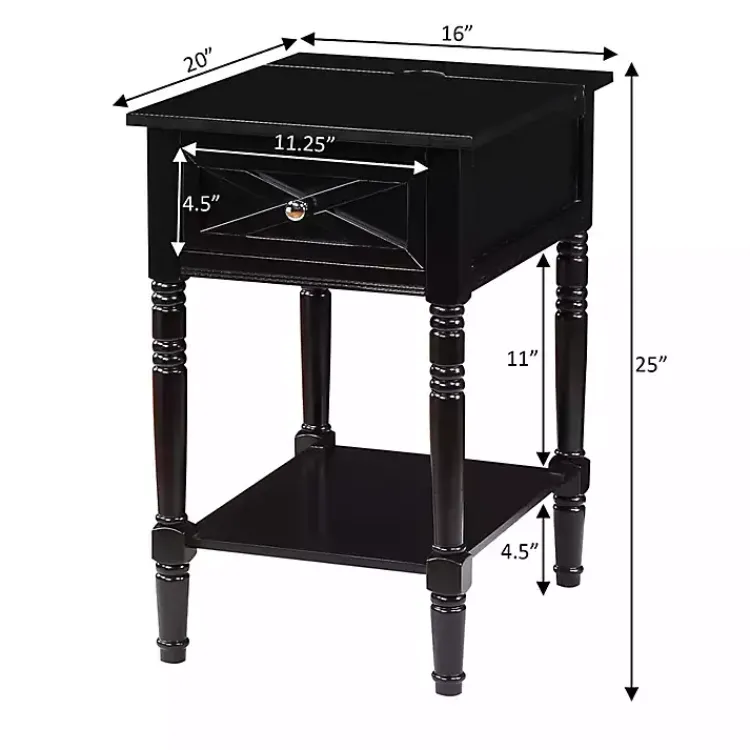 Kirklands Home Wood Charging Traditional Accent Table Black Clearance
