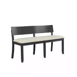 Kirklands Home Black Wood Cream Upholstered Bench White Sale