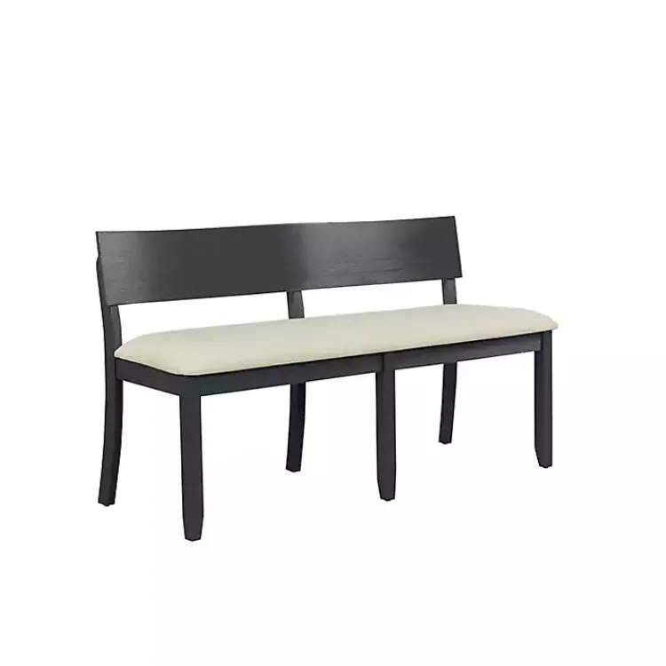 Kirklands Home Black Wood Cream Upholstered Bench White Sale