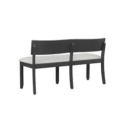 Kirklands Home Black Wood Cream Upholstered Bench White Sale