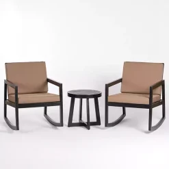 Kirklands Home Black Wood Cushioned Rocker 3-pc. Conversation Set New