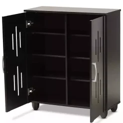 Kirklands Home Wood Cut-Out Shoe Storage Cabinet Black