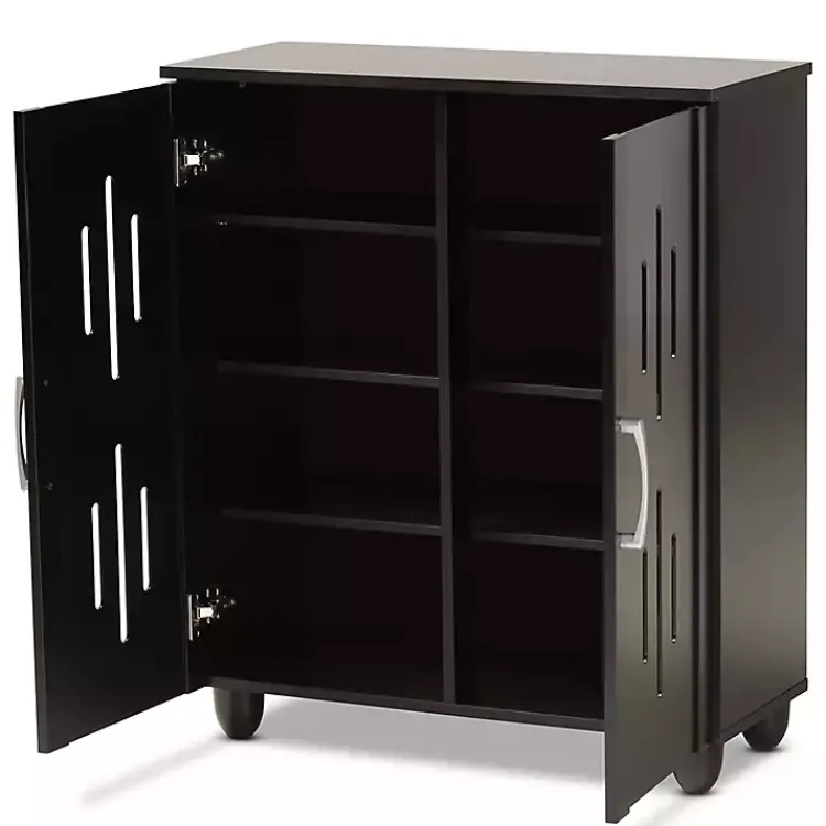 Kirklands Home Wood Cut-Out Shoe Storage Cabinet Black