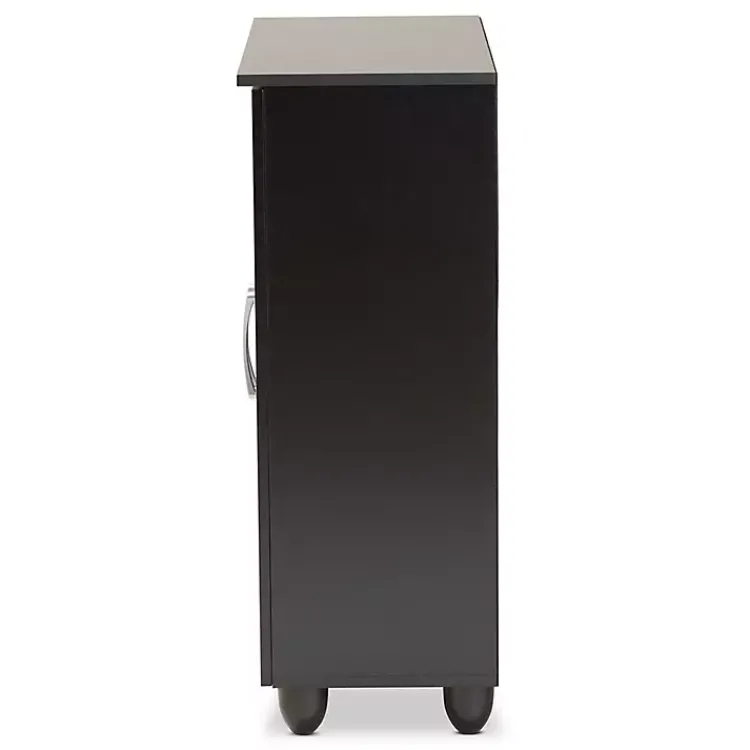 Kirklands Home Wood Cut-Out Shoe Storage Cabinet Black