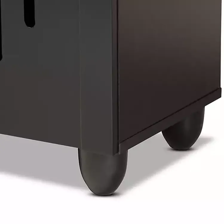 Kirklands Home Wood Cut-Out Shoe Storage Cabinet Black