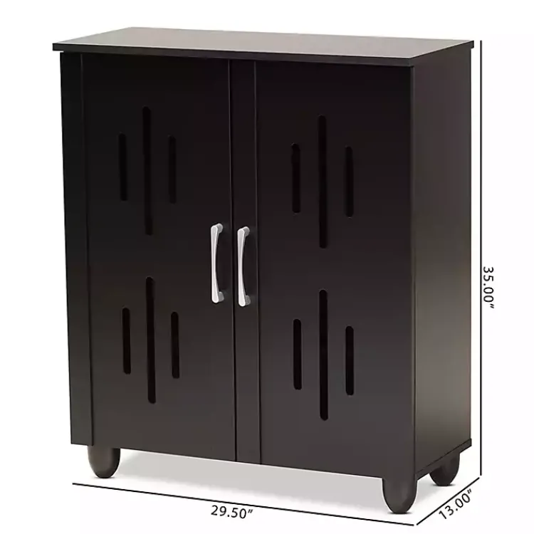 Kirklands Home Wood Cut-Out Shoe Storage Cabinet Black