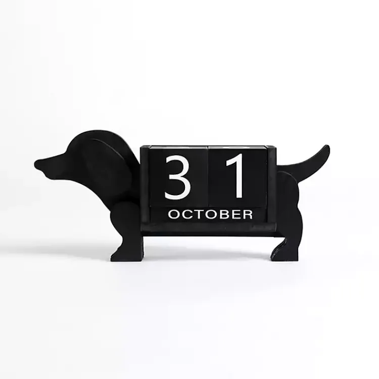 Decorative Accents>Kirklands Home Black Wood Dachshund Block Calendar