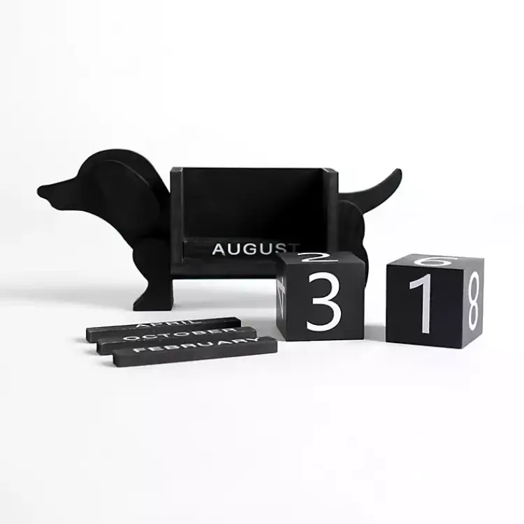 Decorative Accents>Kirklands Home Black Wood Dachshund Block Calendar